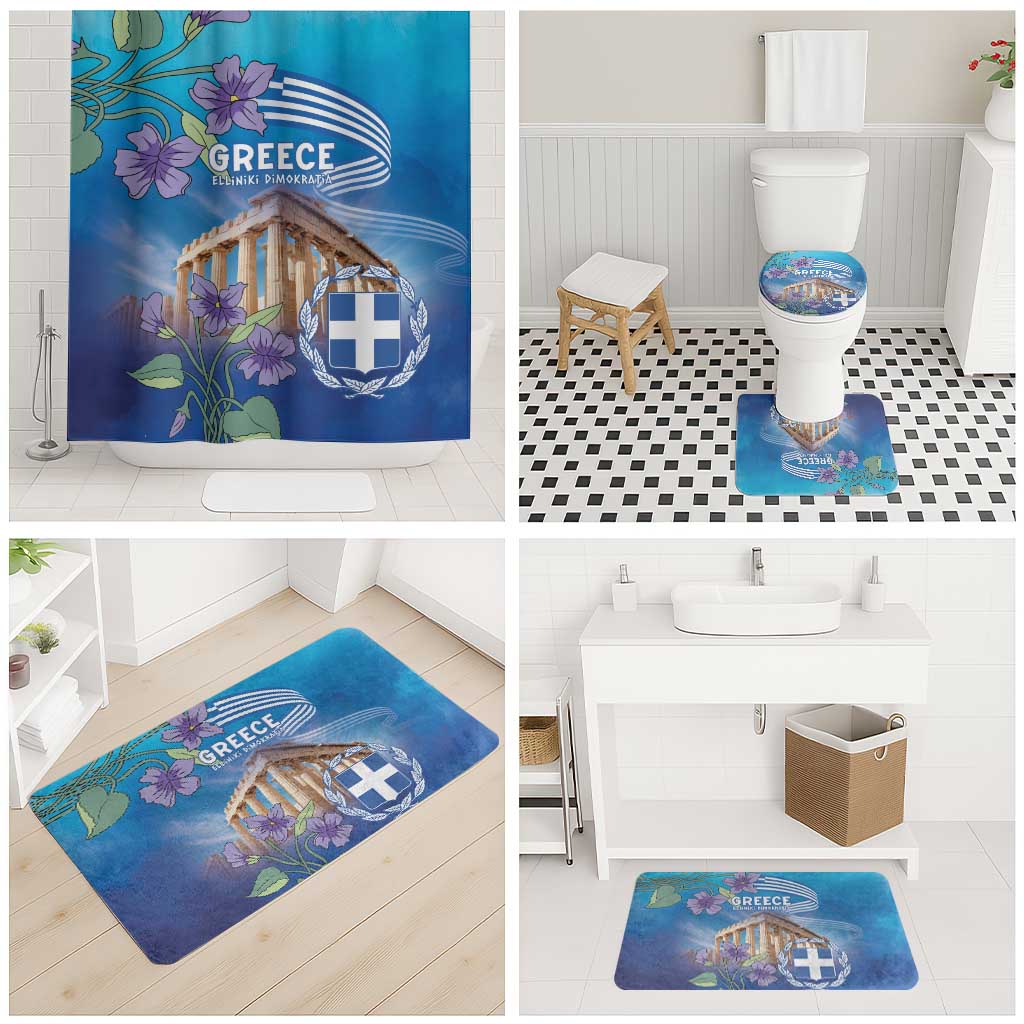 Greece Athens Bathroom Set Viola Odorata with Emblem Design - Wonder Print Shop