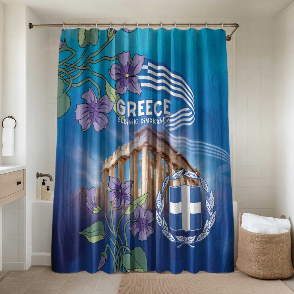 Greece Athens Bathroom Set Viola Odorata with Emblem Design - Wonder Print Shop