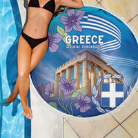 Greece Athens Beach Blanket Viola Odorata with Emblem Design - Wonder Print Shop