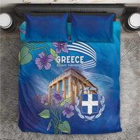 Greece Athens Bedding Set Viola Odorata with Emblem Design - Wonder Print Shop
