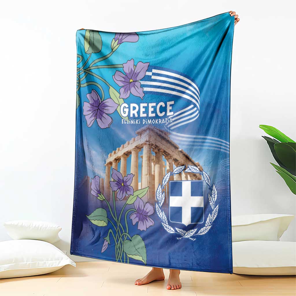 Greece Athens Blanket Viola Odorata with Emblem Design - Wonder Print Shop