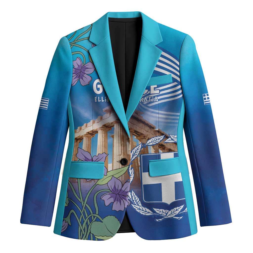 Greece Athens Blazer Viola Odorata with Emblem Design - Wonder Print Shop