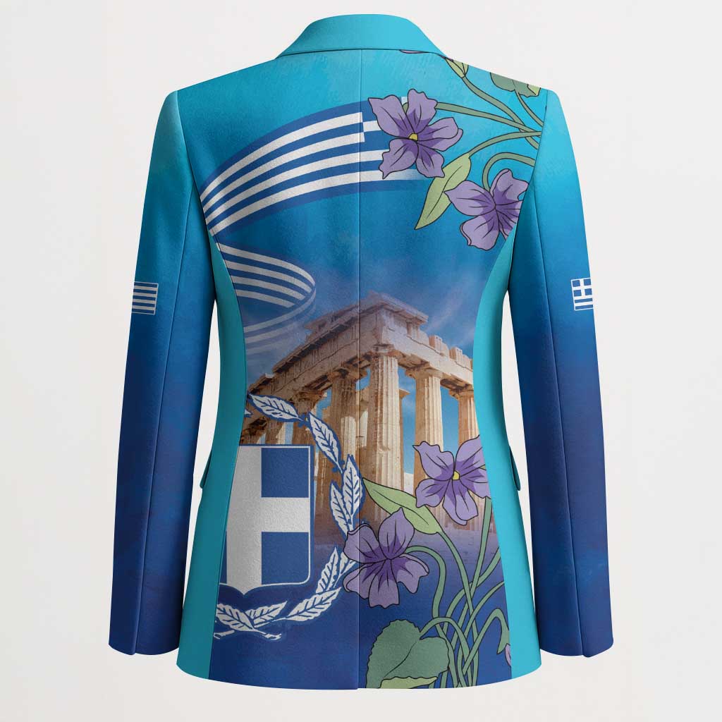Greece Athens Blazer Viola Odorata with Emblem Design - Wonder Print Shop