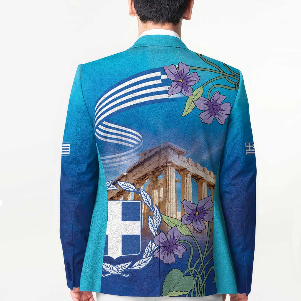Greece Athens Blazer Viola Odorata with Emblem Design - Wonder Print Shop