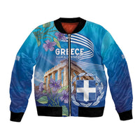 Greece Athens Bomber Jacket Viola Odorata with Emblem Design - Wonder Print Shop
