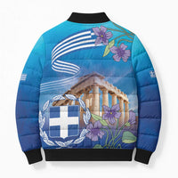 Greece Athens Bomber Puffer Jacket Viola Odorata with Emblem Design - Wonder Print Shop