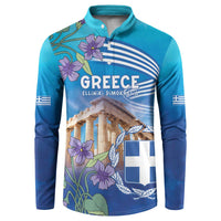 Greece Athens Button Sweatshirt Viola Odorata with Emblem Design - Wonder Print Shop