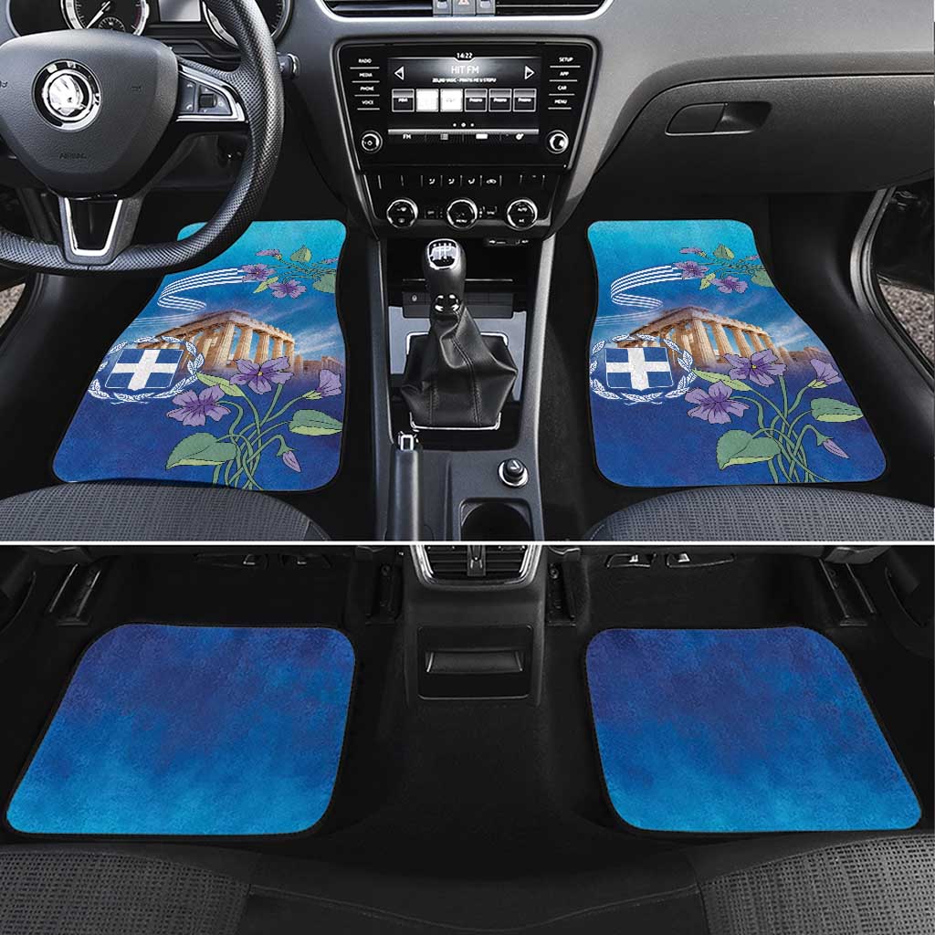 Greece Athens Car Mats Viola Odorata with Emblem Design - Wonder Print Shop