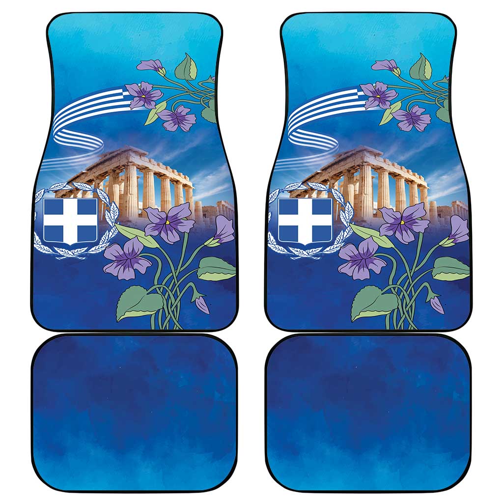 Greece Athens Car Mats Viola Odorata with Emblem Design - Wonder Print Shop