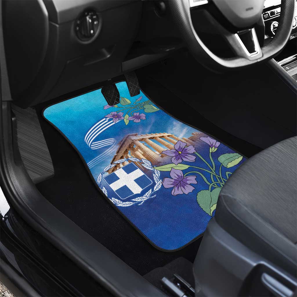 Greece Athens Car Mats Viola Odorata with Emblem Design - Wonder Print Shop