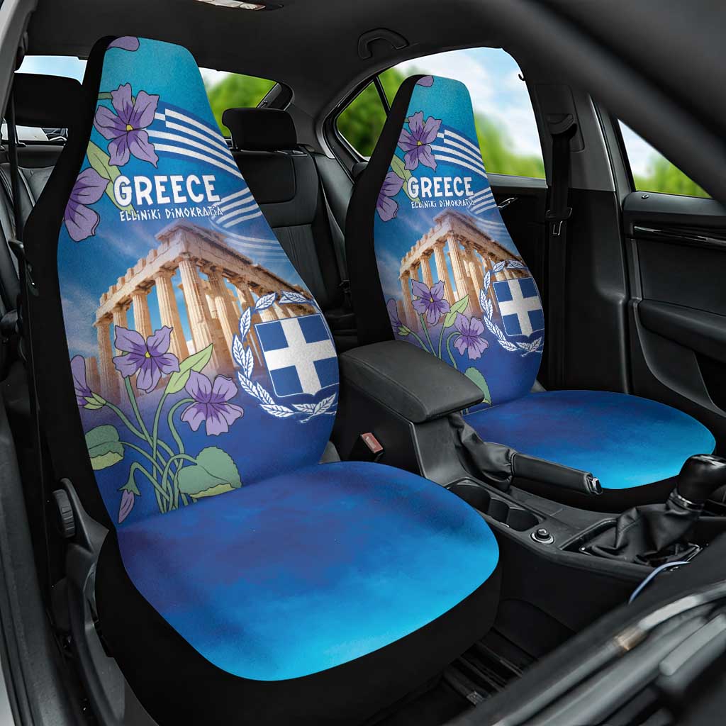 Greece Athens Car Seat Cover Viola Odorata with Emblem Design - Wonder Print Shop