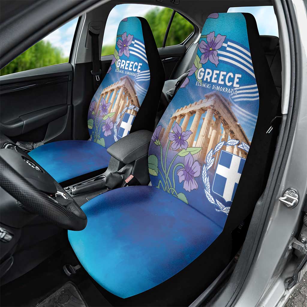 Greece Athens Car Seat Cover Viola Odorata with Emblem Design - Wonder Print Shop