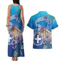 Greece Athens Couples Matching Tank Maxi Dress and Hawaiian Shirt Viola Odorata with Emblem Design - Wonder Print Shop