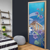 Greece Athens Door Cover Viola Odorata with Emblem Design - Wonder Print Shop