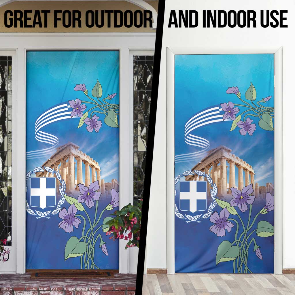 Greece Athens Door Cover Viola Odorata with Emblem Design - Wonder Print Shop