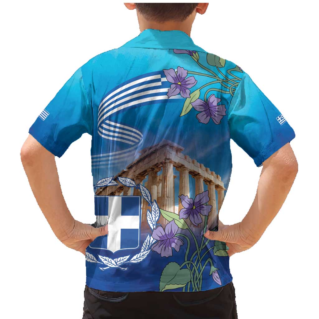 Greece Athens Family Matching Mermaid Dress and Hawaiian Shirt Viola Odorata with Emblem Design - Wonder Print Shop