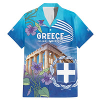 Greece Athens Family Matching Mermaid Dress and Hawaiian Shirt Viola Odorata with Emblem Design - Wonder Print Shop