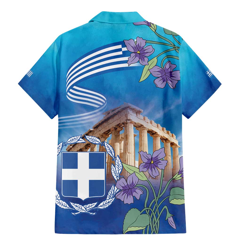 Greece Athens Family Matching Mermaid Dress and Hawaiian Shirt Viola Odorata with Emblem Design - Wonder Print Shop