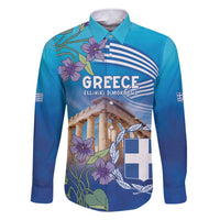 Greece Athens Family Matching Short Sleeve Bodycon Dress and Hawaiian Shirt Viola Odorata with Emblem Design - Wonder Print Shop