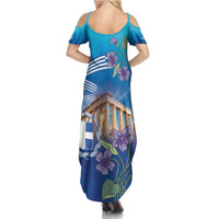 Greece Athens Family Matching Summer Maxi Dress and Hawaiian Shirt Viola Odorata with Emblem Design - Wonder Print Shop