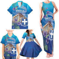Greece Athens Family Matching Tank Maxi Dress and Hawaiian Shirt Viola Odorata with Emblem Design - Wonder Print Shop