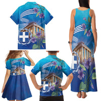 Greece Athens Family Matching Tank Maxi Dress and Hawaiian Shirt Viola Odorata with Emblem Design - Wonder Print Shop