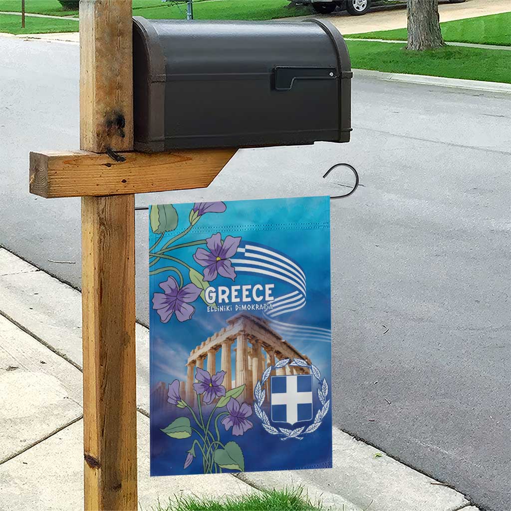 Greece Athens Garden Flag Viola Odorata with Emblem Design - Wonder Print Shop