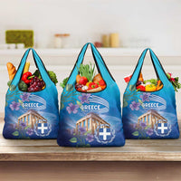 Greece Athens Grocery Bag Viola Odorata with Emblem Design - Wonder Print Shop
