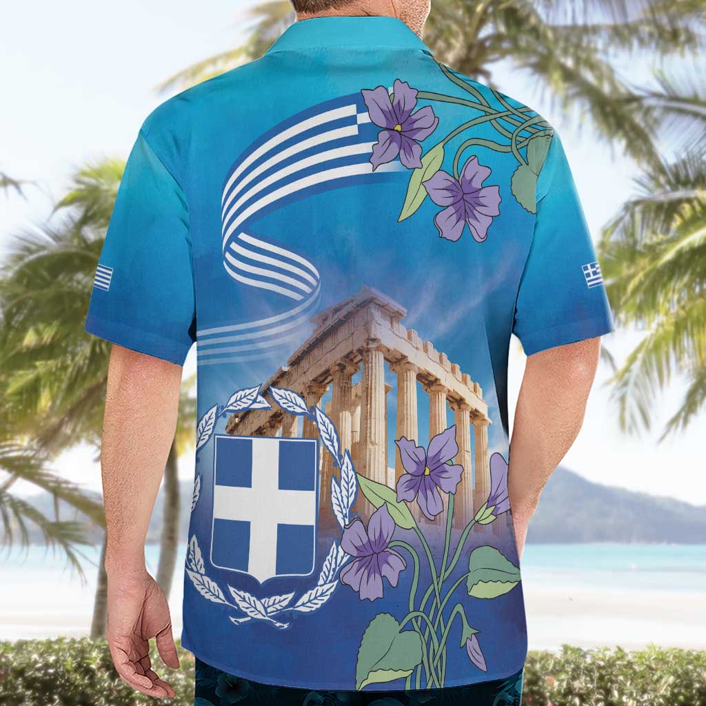 Greece Athens Hawaiian Shirt Viola Odorata with Emblem Design - Wonder Print Shop