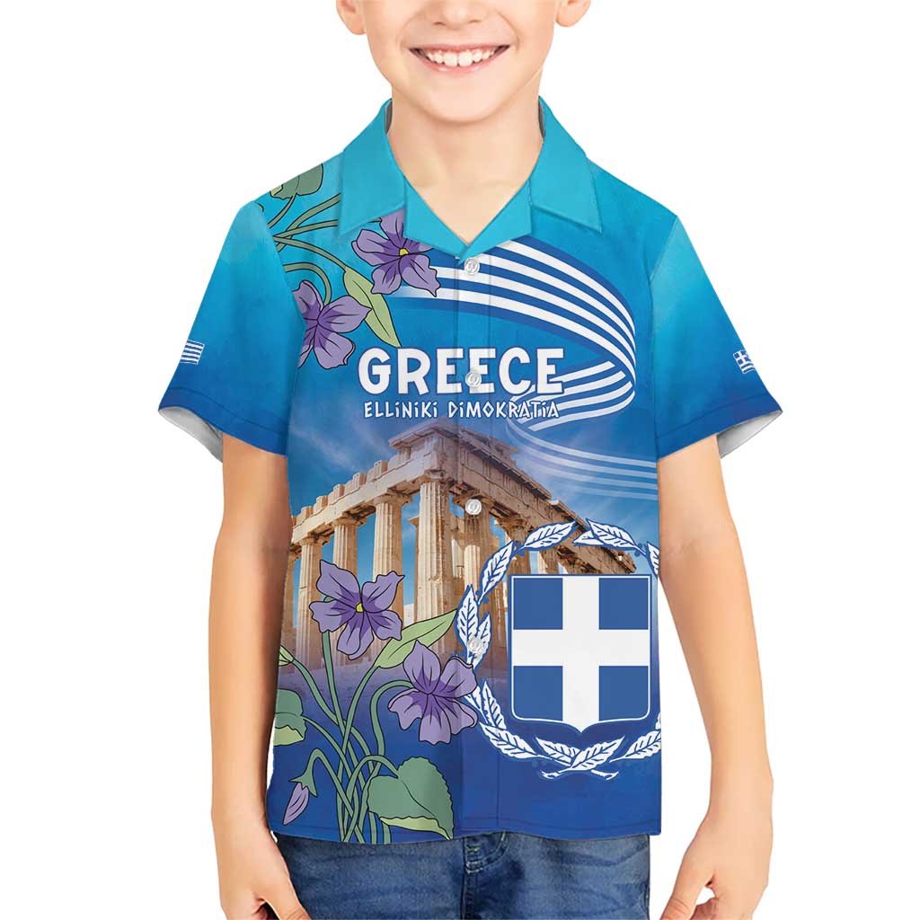 Greece Athens Hawaiian Shirt Viola Odorata with Emblem Design - Wonder Print Shop