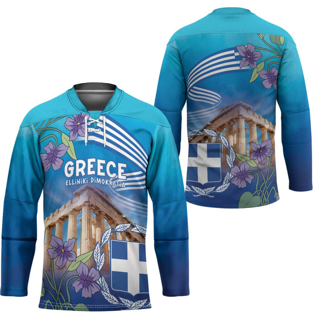 Greece Athens Hockey Jersey Viola Odorata with Emblem Design - Wonder Print Shop