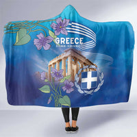 Greece Athens Hooded Blanket Viola Odorata with Emblem Design - Wonder Print Shop