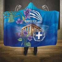 Greece Athens Hooded Blanket Viola Odorata with Emblem Design - Wonder Print Shop