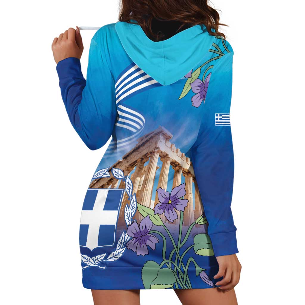 Greece Athens Hoodie Dress Viola Odorata with Emblem Design - Wonder Print Shop