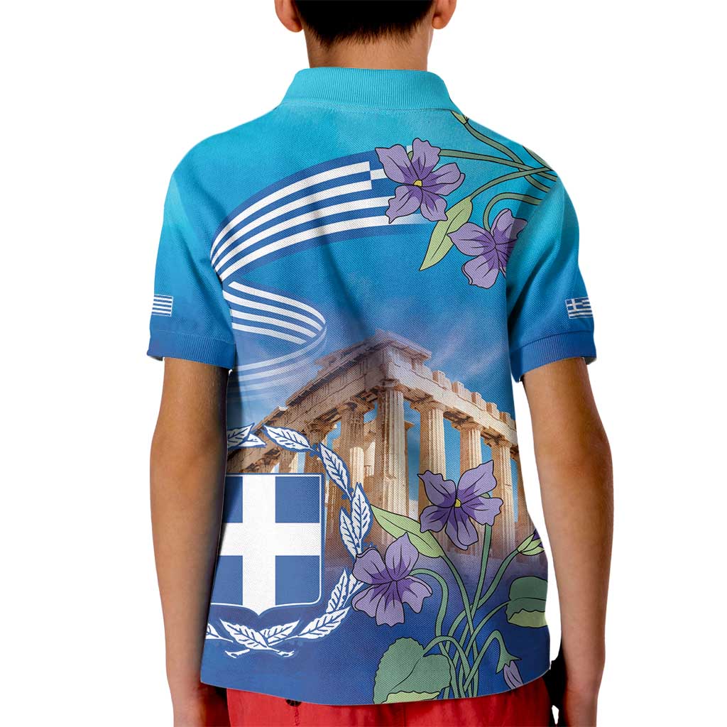 Greece Athens Kid Polo Shirt Viola Odorata with Emblem Design - Wonder Print Shop