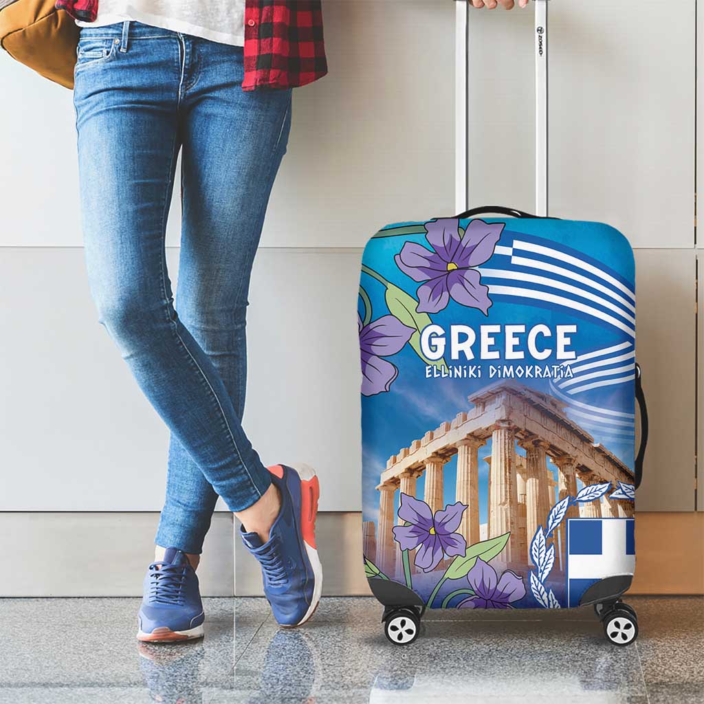 Greece Athens Luggage Cover Viola Odorata with Emblem Design - Wonder Print Shop