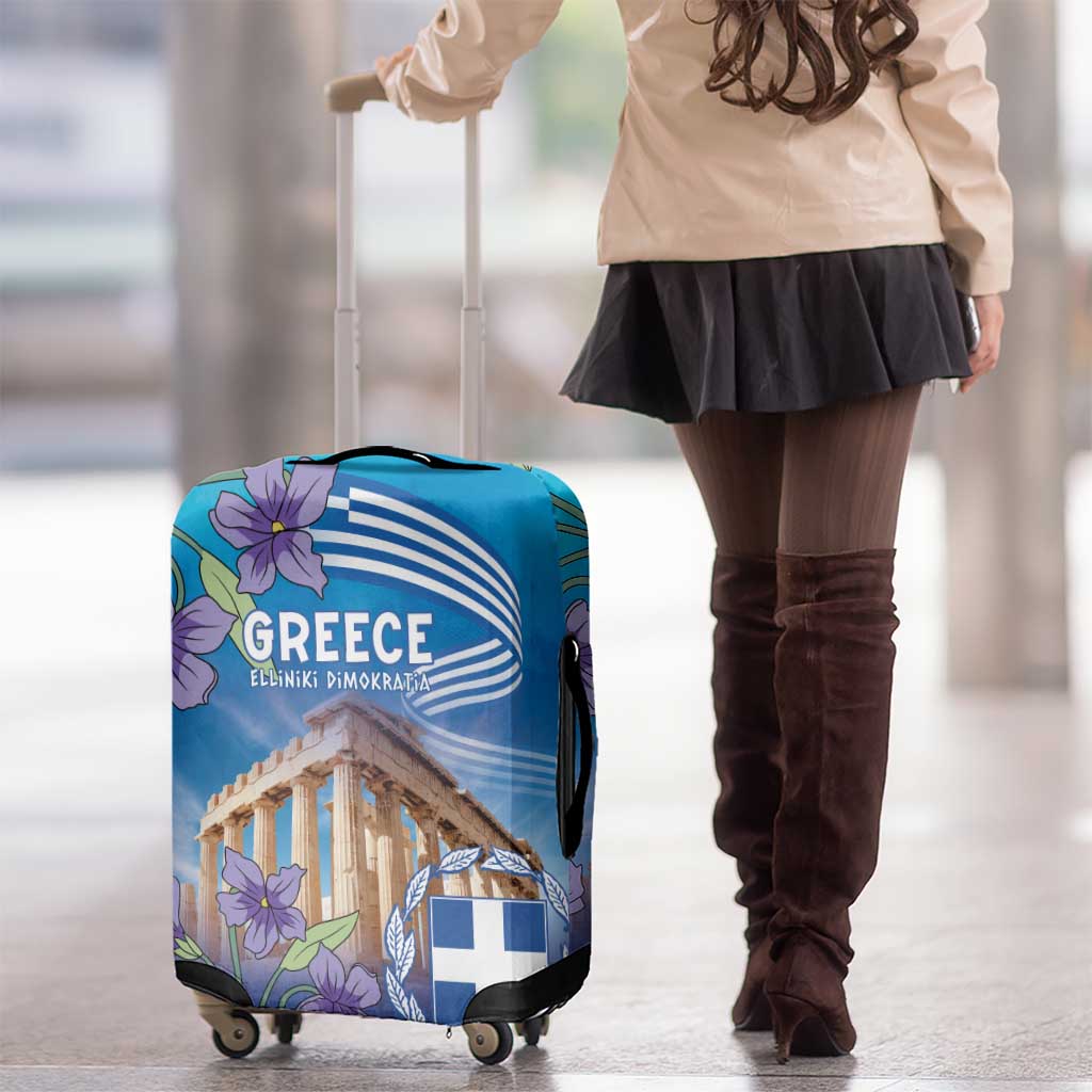 Greece Athens Luggage Cover Viola Odorata with Emblem Design - Wonder Print Shop