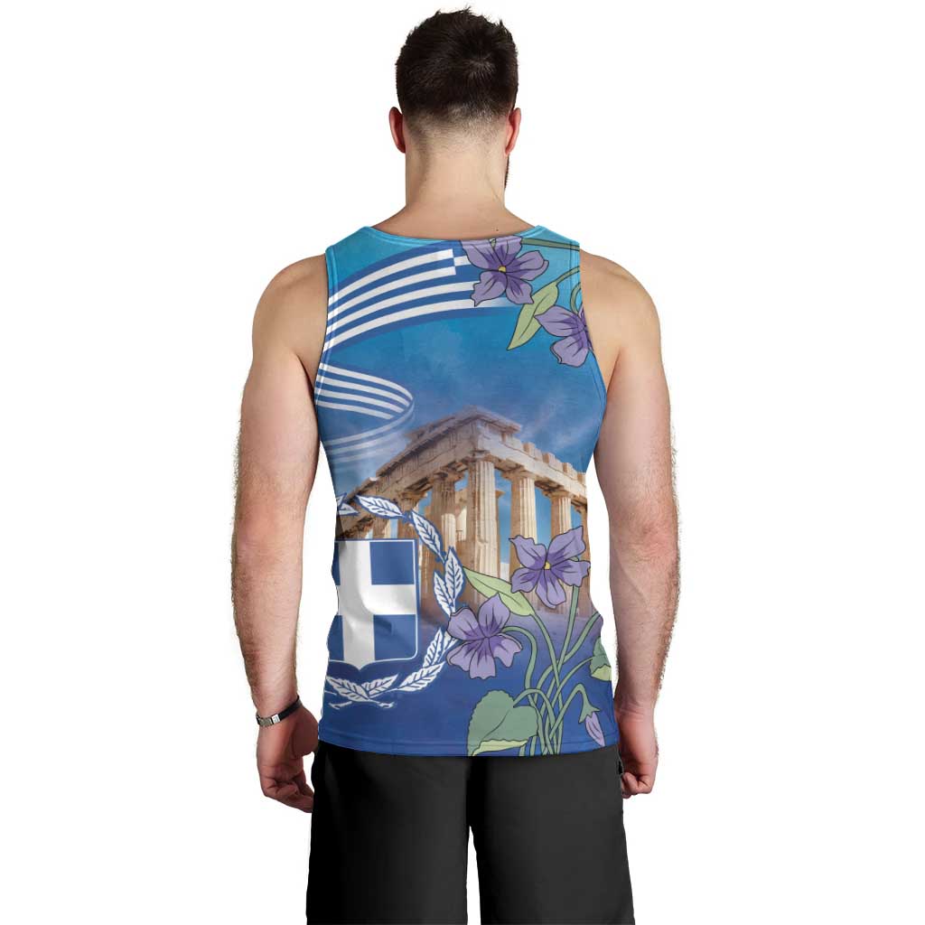 Greece Athens Men Tank Top Viola Odorata with Emblem Design - Wonder Print Shop