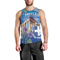 Greece Athens Men Tank Top Viola Odorata with Emblem Design - Wonder Print Shop