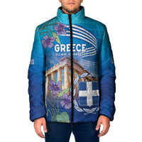 Greece Athens Padded Jacket Viola Odorata with Emblem Design - Wonder Print Shop