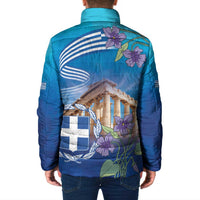 Greece Athens Padded Jacket Viola Odorata with Emblem Design - Wonder Print Shop