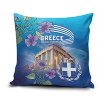 Greece Athens Pillow Cover Viola Odorata with Emblem Design - Wonder Print Shop