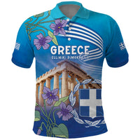 Greece Athens Polo Shirt Viola Odorata with Emblem Design - Wonder Print Shop