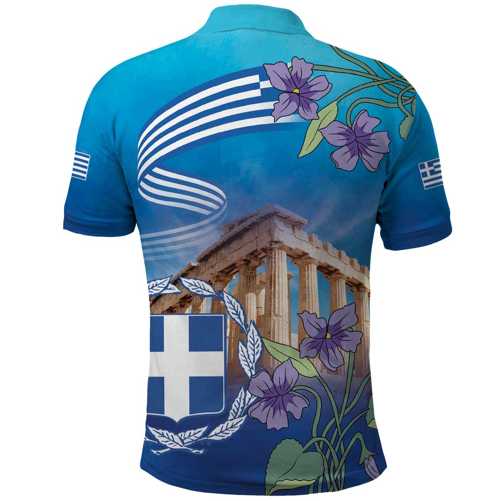 Greece Athens Polo Shirt Viola Odorata with Emblem Design - Wonder Print Shop