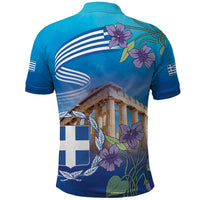 Greece Athens Polo Shirt Viola Odorata with Emblem Design - Wonder Print Shop