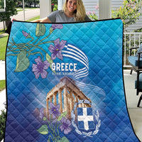 Greece Athens Quilt Viola Odorata with Emblem Design - Wonder Print Shop
