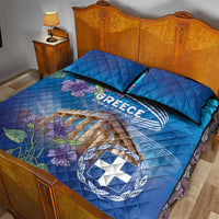 Greece Athens Quilt Bed Set Viola Odorata with Emblem Design - Wonder Print Shop