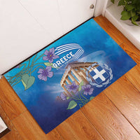 Greece Athens Rubber Doormat Viola Odorata with Emblem Design - Wonder Print Shop