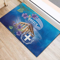 Greece Athens Rubber Doormat Viola Odorata with Emblem Design - Wonder Print Shop