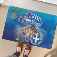 Greece Athens Rubber Doormat Viola Odorata with Emblem Design - Wonder Print Shop
